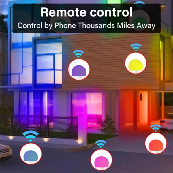 Tuya Smart Light E27 LED Lights Bulb RGB+WW+CW Dimmable Smart Life Voice Control Works with Alexa Home Smartthings 6