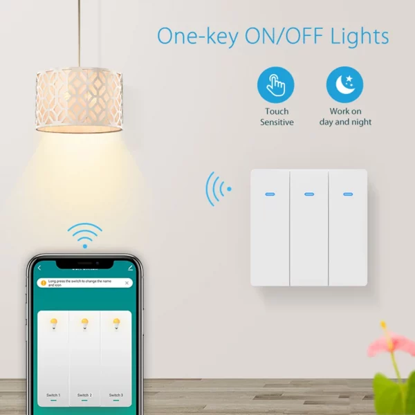 1/2/3 Gang Smart Light Switch Voice Control Alexa Google Home Tuya WIFI 2.4G WiFi Smart Light Switch Timing On/Off Push Button 5