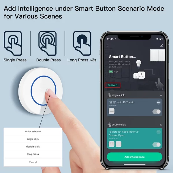 Tuya Zig Bee Smart Button Scene Switch Multi-scene Linkage Switch Wireless Remote On Off Key Controller Need Gateway 3