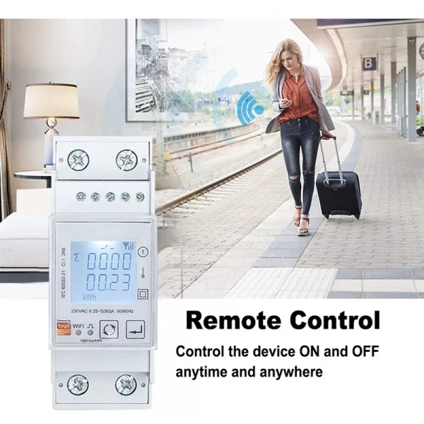 2X Tuya Smart Zigbee Energy Meter Single Phase 80A Din Rail Power Monitor Kwh Wattmeter Voltmeter 110V 220V 50/60Hz 5