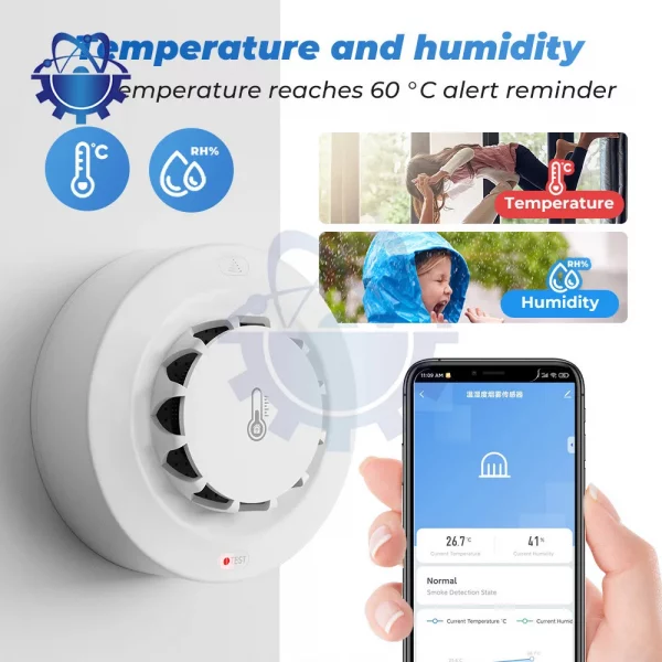 Tuya Smart Bluetooth wifi Smoke Alarm Temperature and Humidity Sensor Detection 3 in 1 Sensor Smart Living 6
