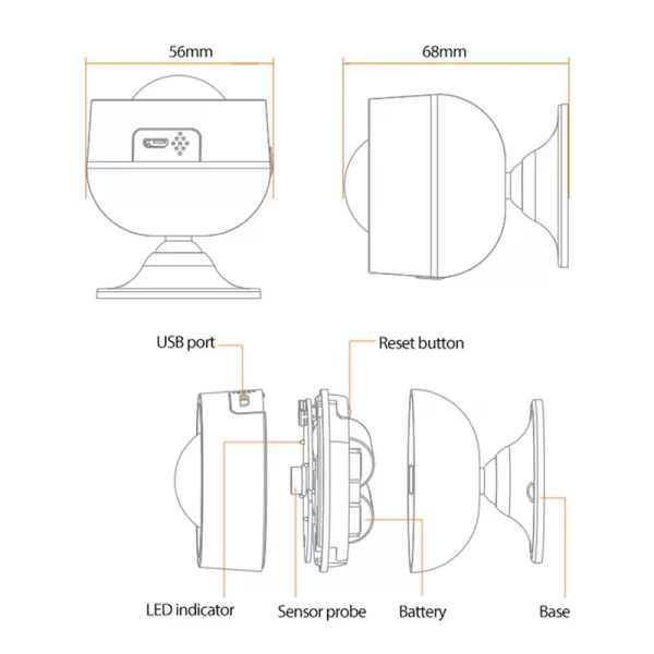 Tuya Smart PIR Motion Sensor Wifi Home Alarm Built-In Temperature Humidity Detectors Compatible With Alexa Google Home 3