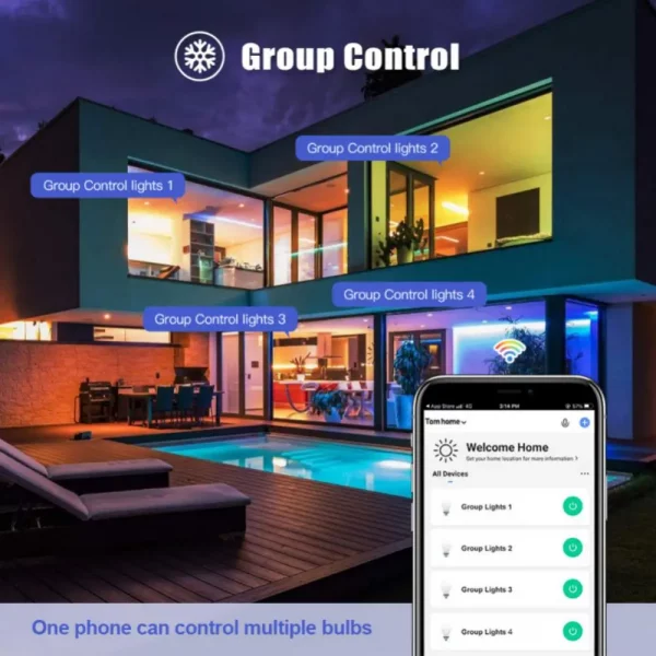 Tuya Smart Light E27 LED Lights Bulb RGB+WW+CW Dimmable Smart Life Voice Control Works with Alexa Home Smartthings 4