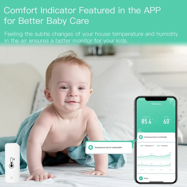 WiFi Temperature Humidity Sensor Battery Powered Tuya APP Indoor Thermometer Monitoring Remote Control Portable for Refrigerator 2