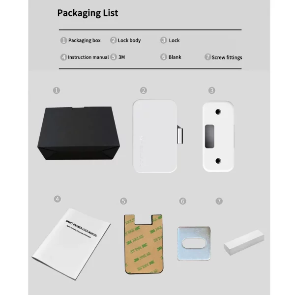 Tuya Smart Drawer Lock No Hole File Cabinet Furniture Electronic Lock Wireless Bluetooth Keyless Invisible Locks For APP Control 6