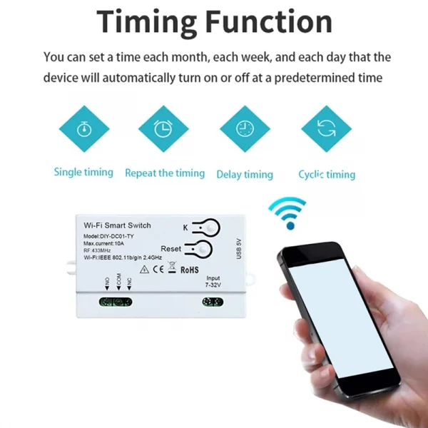 New Tuya Wifi Smart Switch DIY Timer 1CH 7-32V USB 5V 2.4G Wifi Smartlife Home Automation Module For Alexa Google Home IFTT 6