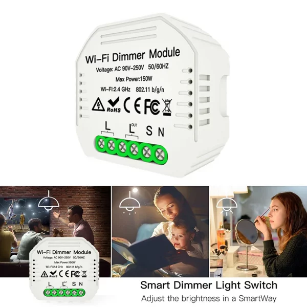 1 Gang DIY Tuya WiFi Dimmer Module Remote Control 1 Way Smart Light LED Switch 6