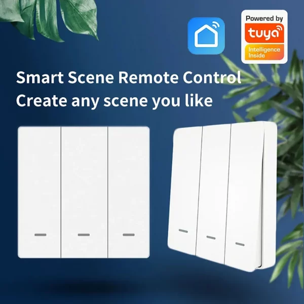 Tuya Smart Zigbee Button Switch No Neutral Wire Required 1/2/3 Gang Wall Light Switch Smart Home Support Alexa Google Home Alice 2