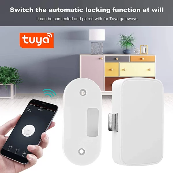 Tuya Smart Drawer Lock No Hole File Cabinet Furniture Electronic Lock Wireless Bluetooth Keyless Invisible Locks For APP Control 2