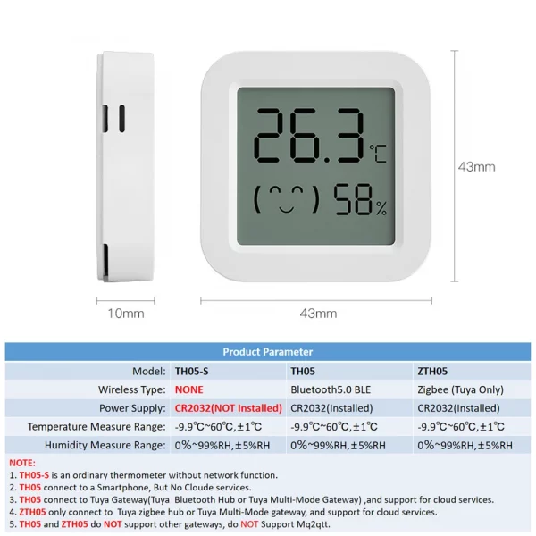 Tuya Temperature Humidity Sensor Mini LCD Digital Display Compatible with Bluetooth APP Remote Control Thermometer Hygrometer 6